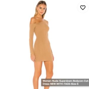 Tan Superdown Bodycon Cut-Out Dress